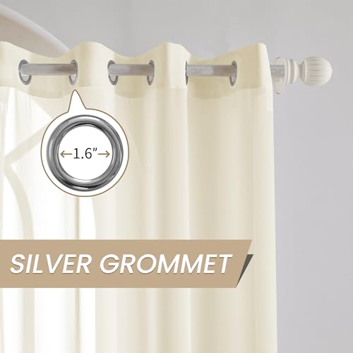Extra Long Semi Sheer Curtains 12Ft, Grommet 2 Story Drapes Light Filtering Tall Windows Drapes for High Living Room 1 Panel 52x144 Ivory - color: Ivory, size: 52"W x 144"L (Pack of 1)