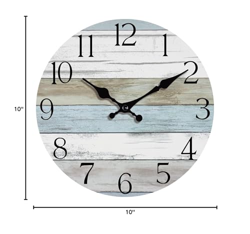 10 Inch Wall Clock, Silent Battery Operated Analog Clock, Blue - color: A-blue White Brown, size: 10"