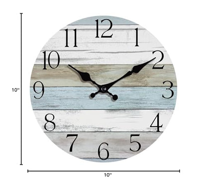 10 Inch Wall Clock, Silent Battery Operated Analog Clock, Blue - color: A-blue White Brown, size: 10"