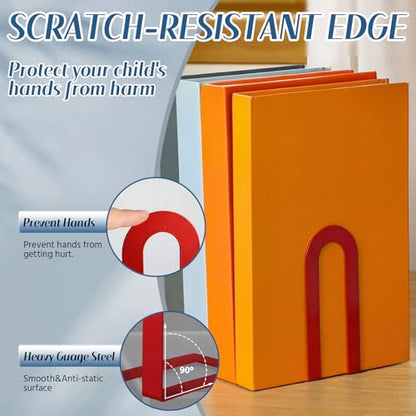 Chunful 6 Pcs Red Metal BookEnds Shelves, 7.5 x 5.75 x 3.5 in - color: Red, size: 7.5*5.75*3.5inch