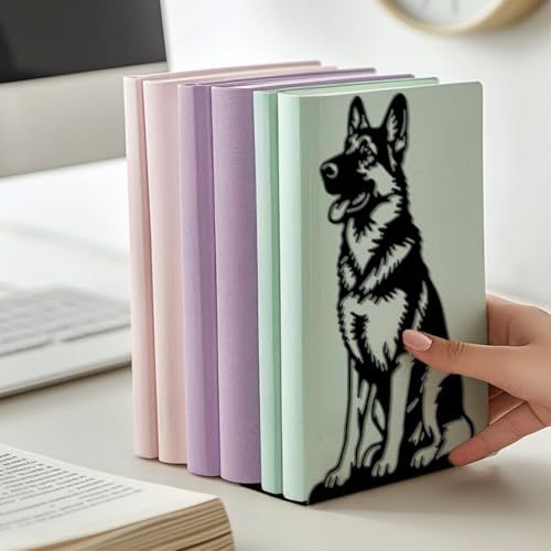 Peacoblue 5.3"x4.3"x7.9" Metal Bookends, Heavy Duty Book Ends for Shelves - style: German Shepherd