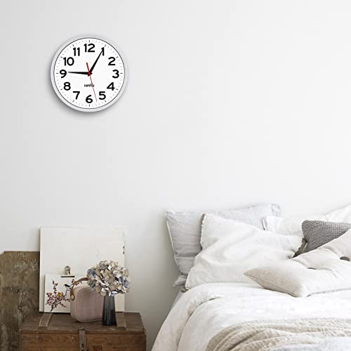 HIPPIH 10 Inch Wall Clock, 2Pack Silent Non Ticking Battery Operated Clocks - color: Silver, size: 10 inches