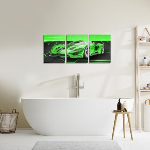 Feelyou Race Car Wall Art 12" x 16" x 3 - color: Bean Green