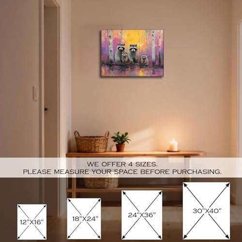 Halioyo Raccoon Canvas Wall Art Print, Cute Raccoon Poster(12x16 Inch) - color: Painting-01, size: 16"L x 12"W