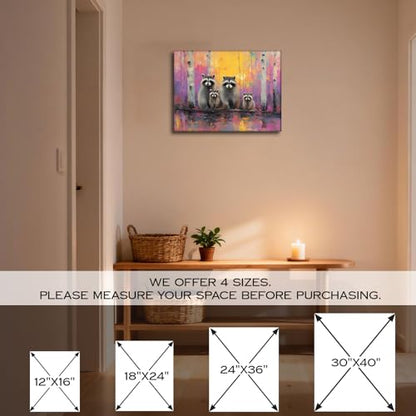 Halioyo Raccoon Canvas Wall Art Print, Cute Raccoon Poster(12x16 Inch) - color: Painting-01, size: 16"L x 12"W