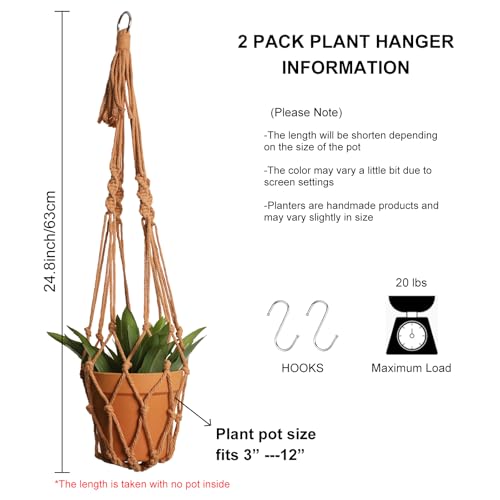 Artilady Macrame Hanging Planter for Indoor Plants Boho Plant Hanger Holder - color: Orange
