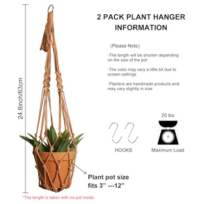 Artilady Macrame Hanging Planter for Indoor Plants Boho Plant Hanger Holder - color: Orange