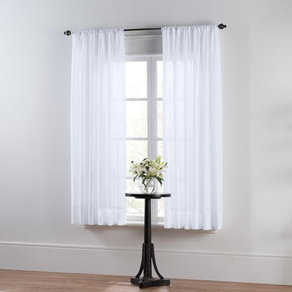 SmartSheer Thermoregulating Semi-Sheer Curtains – Energy-Saving Privacy Panels with UV Light Deflection, Heat & Cold Insulation (White, 63L x 59W, Single Panel) - color: White