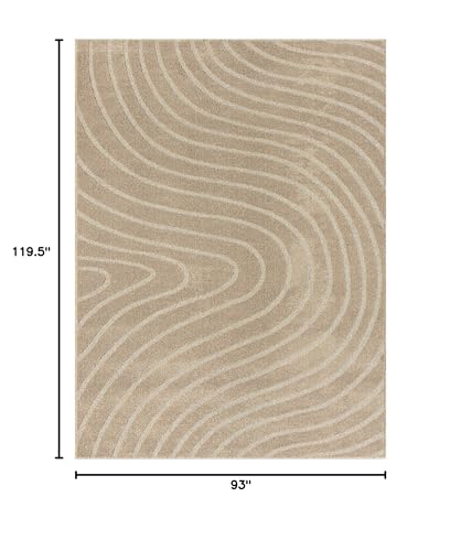LUXE WEAVERS Modern Geometric Wave Beige 8x10 Area Rug - color: Beige, size: 8' x 10' (Rectangular)