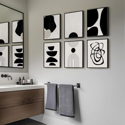 Framed Black and White Modern Abstract Wall Art for Living Room, 6 Pieces - color: Black and White