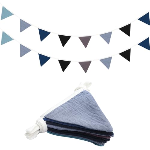 Oudain 2 Pcs Pennant Banner Flags Nursery Garland Triangle, Blue Color - color: Blue Color