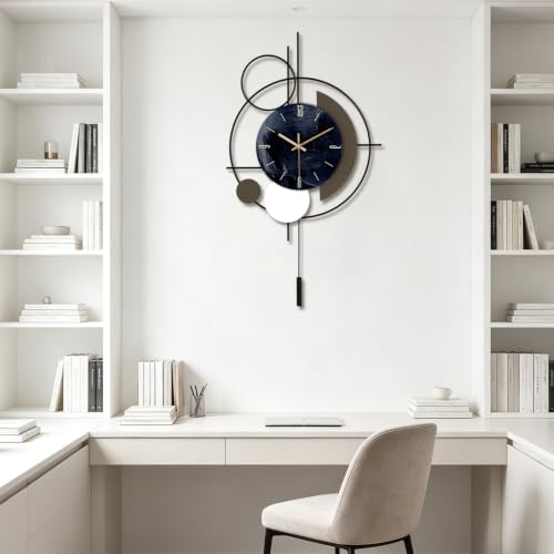 Wall Clock, Silent Quality Quartz Battery Operated with Pendulum, Large Wall Clock for Living Room Kitchen Home Bathroom Bedroom Wall Decor, 18.1x32.2inch(Black) - size: 18.1x32.2in
