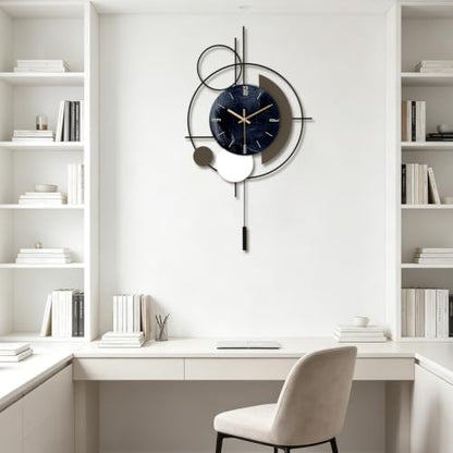 Wall Clock, Silent Quality Quartz Battery Operated with Pendulum, Large Wall Clock for Living Room Kitchen Home Bathroom Bedroom Wall Decor, 18.1x32.2inch(Black) - size: 18.1x32.2in