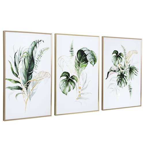 ArtbyHannah Framed Bathroom Wall Art, 16" x24" Botanical Canvas Paintings - size: 16x24 Inch