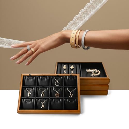 Oirlv Black Wood Jewelry Ring Display Tray - color: Black, size: 11 slot