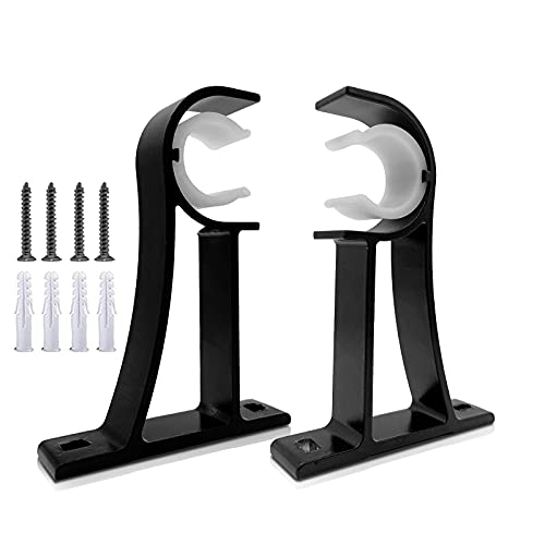 Heavy Duty Black Curtain Rod Holders - 1-inch Curtain Rod Brackets, 2 Pack - color: Black, size: Set of 2