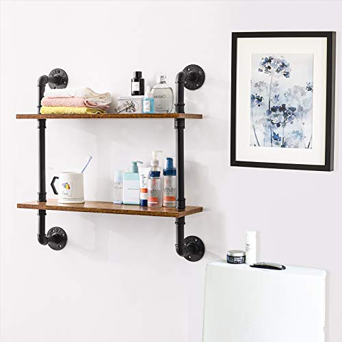 IBUYKE 2-Tiers Industrial Pipe Shelves, Pipe Floating Shelves RF-TM004 - size: 2 Tier
