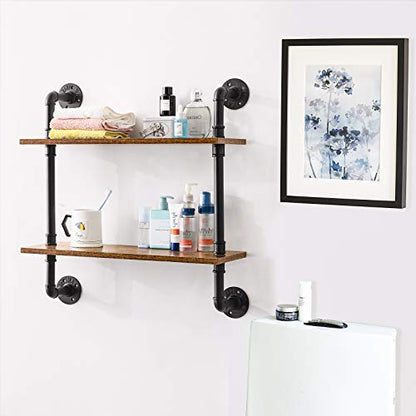 IBUYKE 2-Tiers Industrial Pipe Shelves, Pipe Floating Shelves RF-TM004 - size: 2 Tier