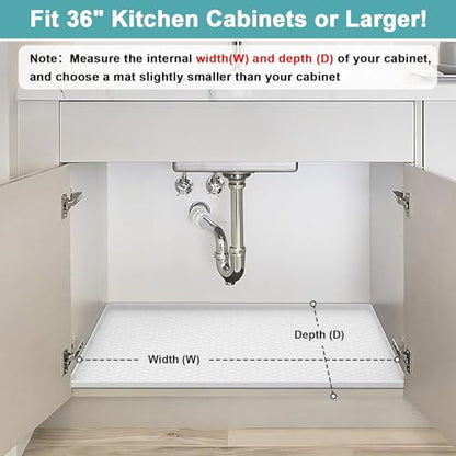 Under Sink Mat for Kitchen Waterproof, Silicone Sink Mat, White, 34" x 22" - color: White, size: 34" x 22"