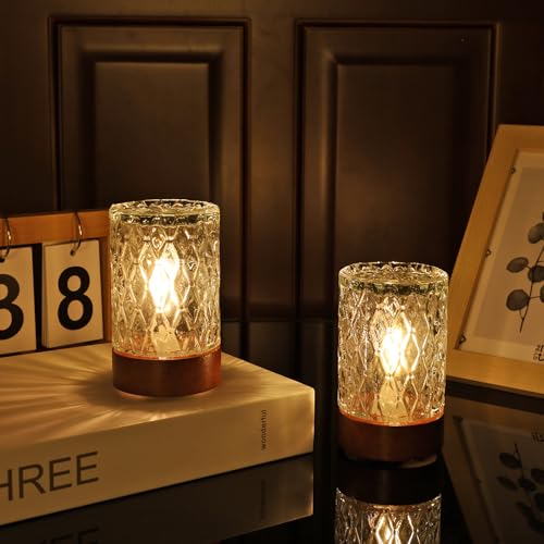 Battery Operated Light with Timer,Adult Night Lights for Bedroom,Mini Lamp for Lndoor Use in Bathroom, Hallway,Glass Decorative Warm Light Lamp (Warm Light)