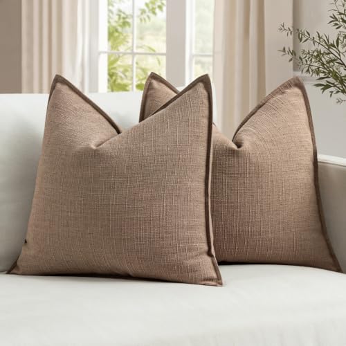 MIULEE Thick Textured Decorative Throw Pillow Covers 20x20 Inch Coco Brown - color: Coco Brown, size: 20" x 20" (Pack of 2)