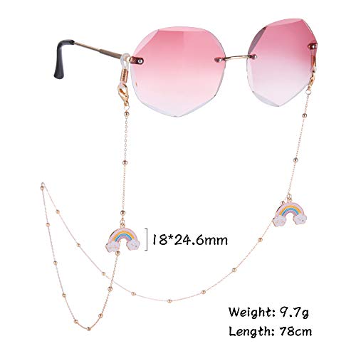 LIKGREAT Eyeglass Chain for Women Face Mask Link Chains Sunglass Strap Holder KC Gold Plated - color: Rainbow