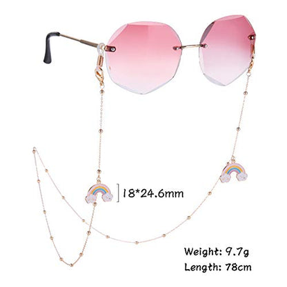 LIKGREAT Eyeglass Chain for Women Face Mask Link Chains Sunglass Strap Holder KC Gold Plated - color: Rainbow