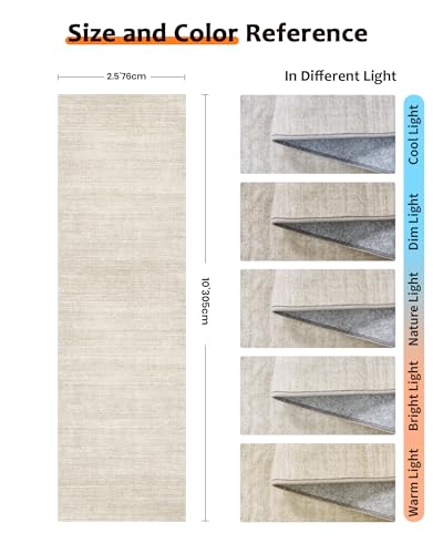 Washable Runner Rug Non Slip, 2'6"x10 Runners for Hallways, Beige - color: Stripe-beige, size: 2'6" x 10' (Runner)