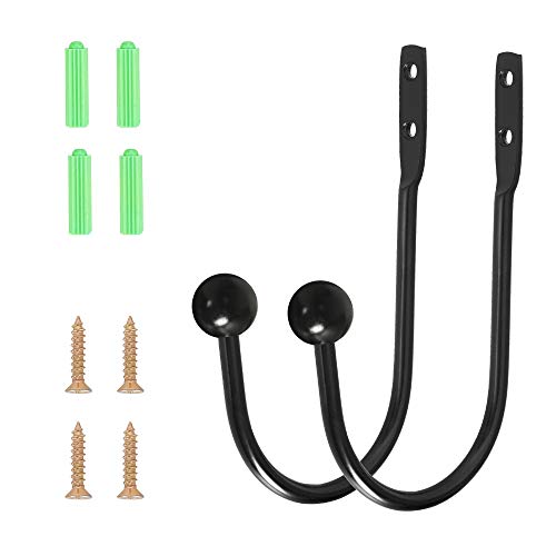 Curtain Holdback, 2 Pcs Wall Mounted Drapery Tiebacks with Screws, Heavy Duty Metal Decorative Window Drapery Holder Curtain Hook, Black - color: 2 Pcs, Black