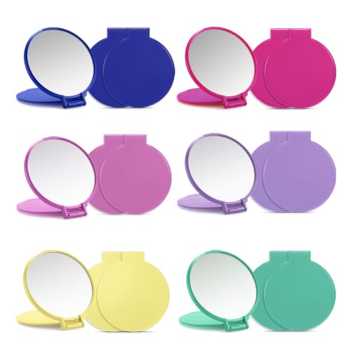 Qislee 12 Pack Compact Mirrors Bulk for Party Favors Purse Travel, 6 Colors - color: 12 Pcs-6 Colors