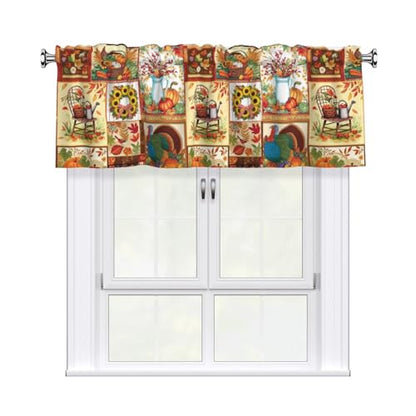 Thanksgiving Turkey Valances for Windows Rod Pocket Curtain Valance 1 Panel Short Curtains for Kitchen Bathroom Living Room Bedroom Window Treatments - color: Thanksgiving