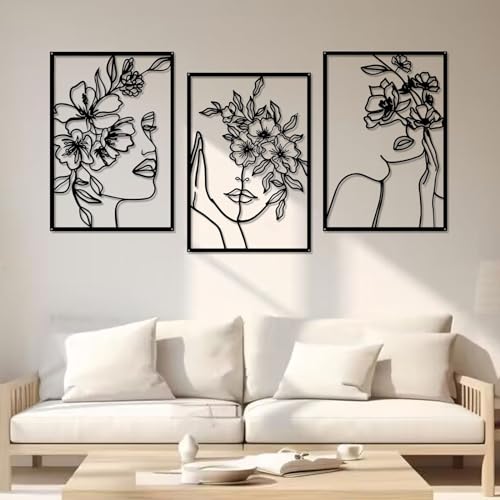 DETENE 3 Pieces Black Metal Wall Decor Minimalist Abstract Metal Wall Art - color: Black-1