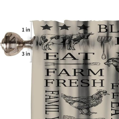 Farmhouse Valance Curtains for Kitchen, Rustic Farm Animal Chicken Cow Pig Pattern Rod Pocket Window Curtain Valances for Living Room Dinning Room 1 Panel, 54x18 Inch - color: Farm-5