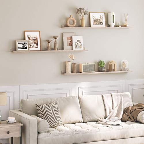 HOOBRO Floating Shelves, Wall Shelf Set of 3, 47.2 Inches Hanging Shelf - color: Greige, size: 47.2 Inches