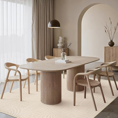 GENIMO Beige Rug 8x10 Washable Area Rug for Living Room, Soft High Low Pile - color: Arch Beige, size: 8' x 10' (Rectangular)