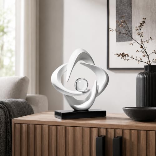 Abstract Art Sculptures Living Room Office Book Shelf Decor - color: White