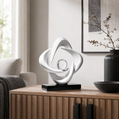 Abstract Art Sculptures Living Room Office Book Shelf Decor - color: White