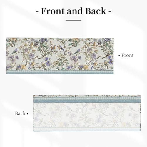 Giwawa Spring Floral Window Valances Blue Birds Flowers Blossom Valance Kitchen Curtains with Rod Pocket Window Treatment Short Curtain Panels for Bedroom Living Room Farmhouse 54" X 18" - color: Blue, size: 54"W x 18"L (Pack of 1)