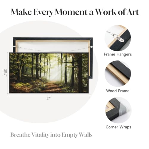 Framed Forest Landscape Photograph Wall Art for Living Room, 60x30 Inch - color: Green