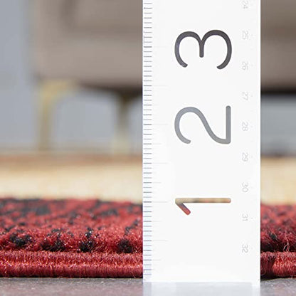 Well Woven Dulcet Bingo Red Modern Geometric 9'3" x 12'6" Area Rug - color: Red, size: 9'3" x 12'6" (Rectangular)