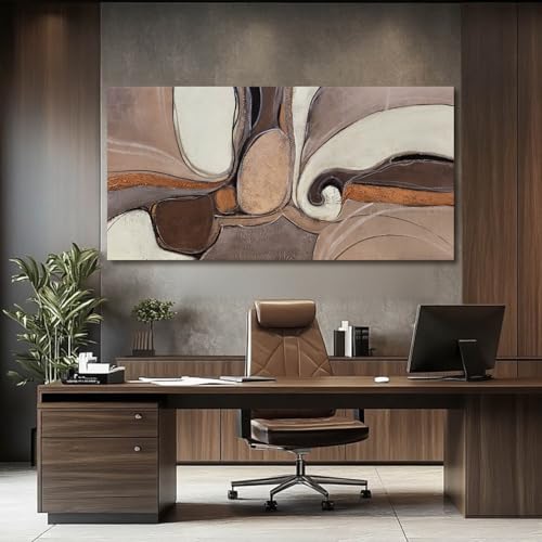 YETHEN WAL Neutral Earth-Tone Abstract Wall Art, Gold Accent Textured Canvas Prints, Swirl Geometric Modern Wall Decor for Living Room Bedroom Office 20x40 Inch - color: Brown, size: 40"L x 20"W