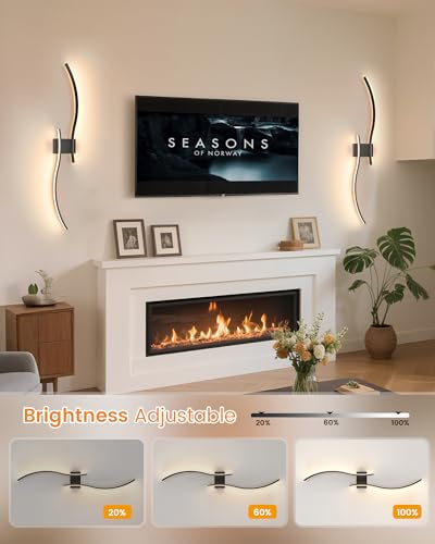 VOLISUN Battery Operated Wall Sconces Set of Two, 39.4 inch Wireless Wall Sconces, 3000K-6500K Dimmable Wall Lamps with Remote, Rechargeable Black Wall Lights for Living Room, Hallway, Bedroom - color: Black, size: 39.4 INCH