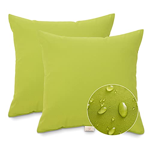 JMGBird Water-Resistant Outdoor Pillows Set of 2, 18x18 inch Durable Pure Green Throw Pillows with Inserts for Patio Furniture - color: Green