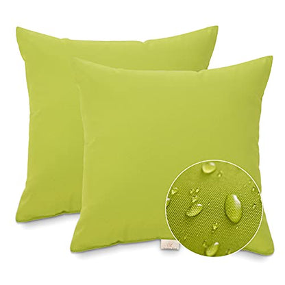 JMGBird Water-Resistant Outdoor Pillows Set of 2, 18x18 inch Durable Pure Green Throw Pillows with Inserts for Patio Furniture - color: Green
