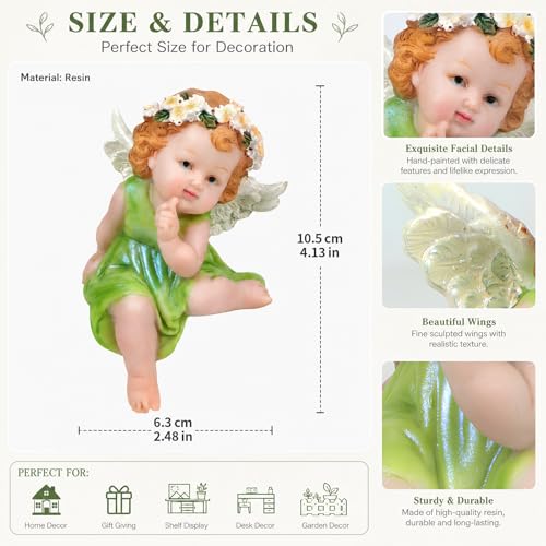 XJar Resin Garden Fairy Figurine, Sitting Hand Painted Yard Decor Statue - color: Fairy - Sitting Posture