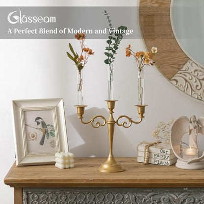 Glasseam 6 Pcs Glass Bud vase for Taper Candle Holder, Fit 22mm Candlestick - size: 5.9“ Tall