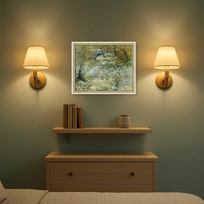Kate and Laurel Framed Wall Art Print River Bank in Spring Van Gogh by Nostalgia Prints, 22 x 18, Castellan Distressed White Frame, Traditional, Landscape Art for Wall Decor