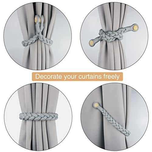 Magnetic Soft Curtain Tiebacks Rope Cotton Window Curtain Holdbacks Porlau - color: Grey, size: 2 Pack
