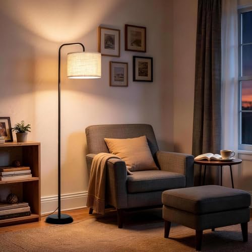 TJOY Floor Lamp, Black Standing Floor Lamp for Living Room with 3 CCT Bulb - color: Black