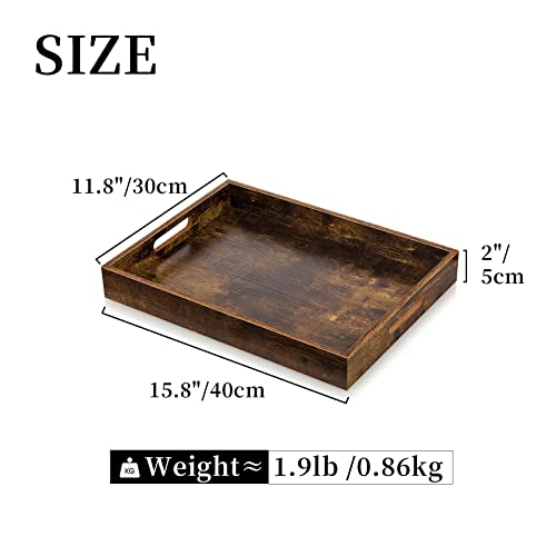 Hanobe Decorative Coffee Table Tray for Home Decor with Handle - size: 15.8" x 11.8" x 2"